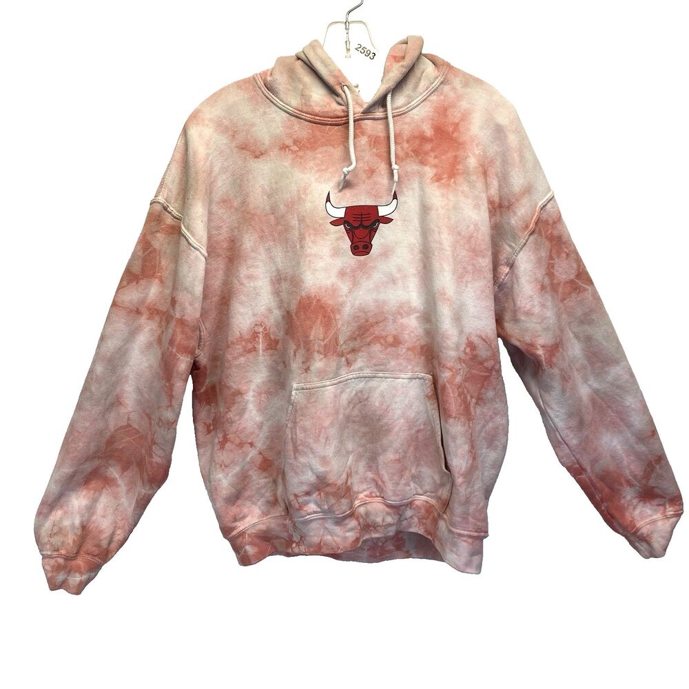 Vintage Junk Food Chicago Bulls Tie Dye Hoodie Men's M Red NBA Sweatshirt FLAW